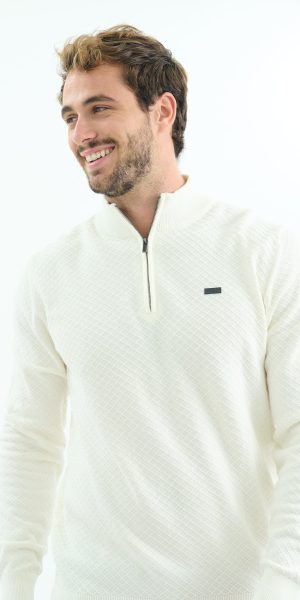 סריג חצי רוכסן וטקסטורת מעוינים