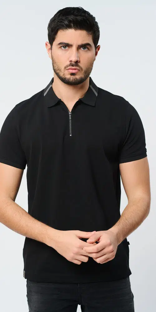 חולצת פולו חלקה POLO P.K שחור