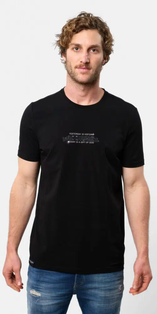 טישרט מודפס T SHIRT LYCRA – BLACK, 3XL