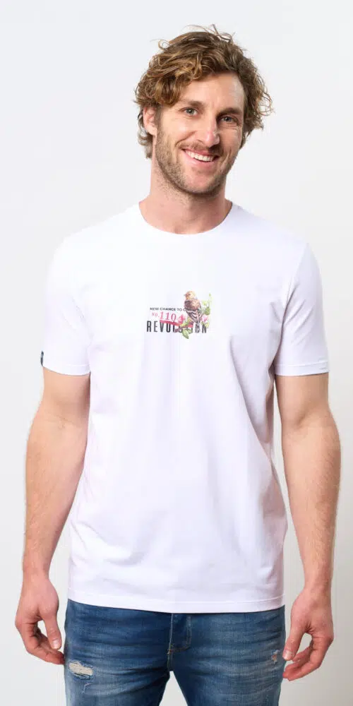 טישרט מודפס T SHIRT LYCRA – WHITE, XXL