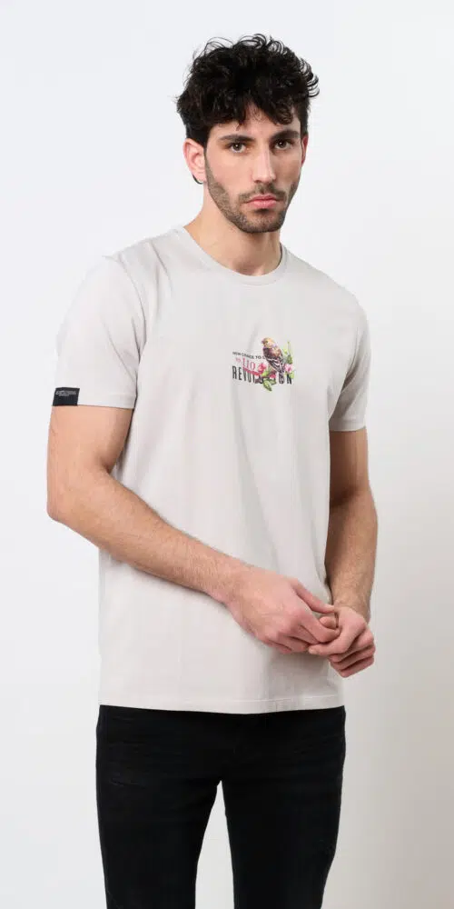 טישרט מודפס T SHIRT LYCRA – L.GREY, XXL