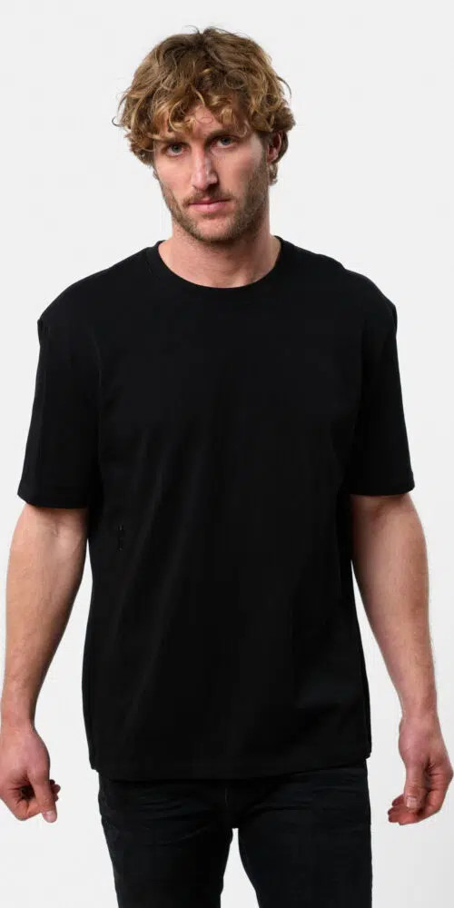 טישרט כותנה מודפס T SHIRT אוברסייז (Oversize) – BLACK, L