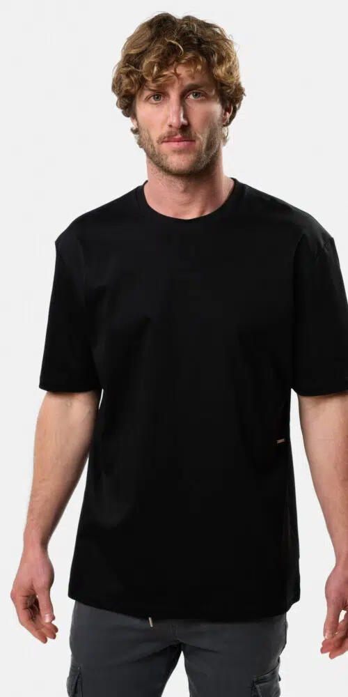 טישרט מודפס T SHIRT אוברסייז (Oversize) – BLACK, XS