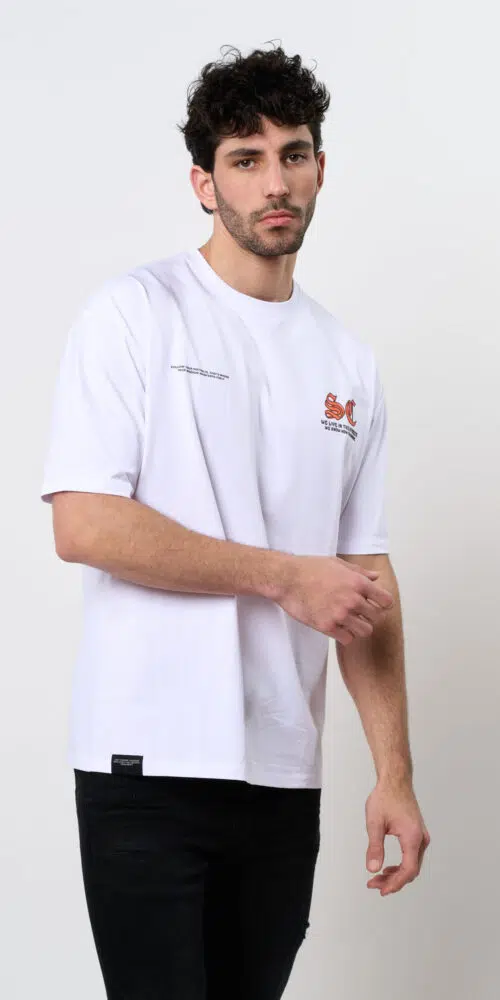 מודפס T SHIRT LYCRA – WHITE, XXL