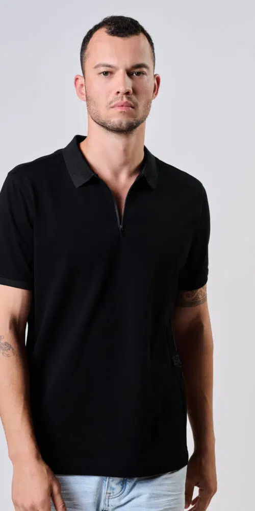 POLO PIQUE – BLACK-MARENGO, XXL