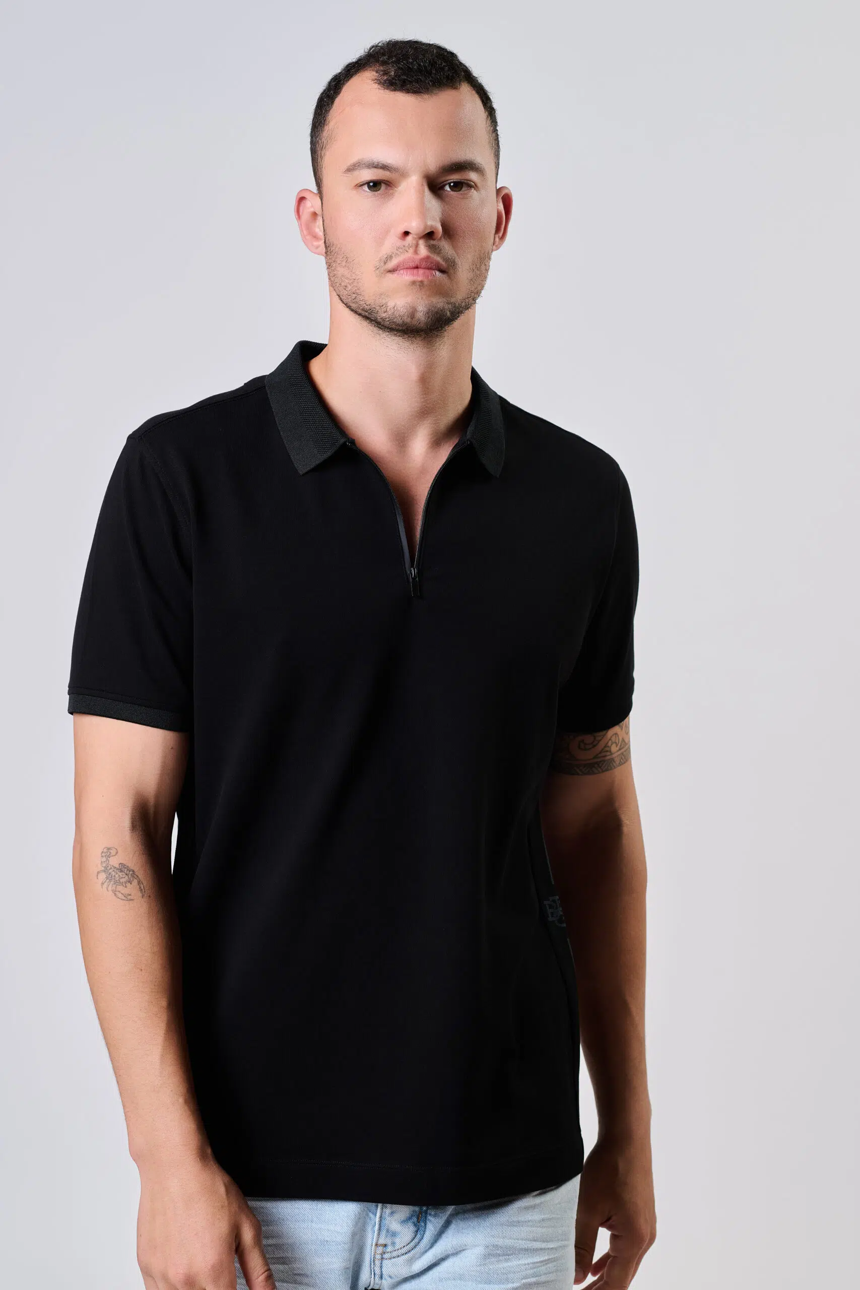 POLO PIQUE – BLACK-MARENGO, XXL