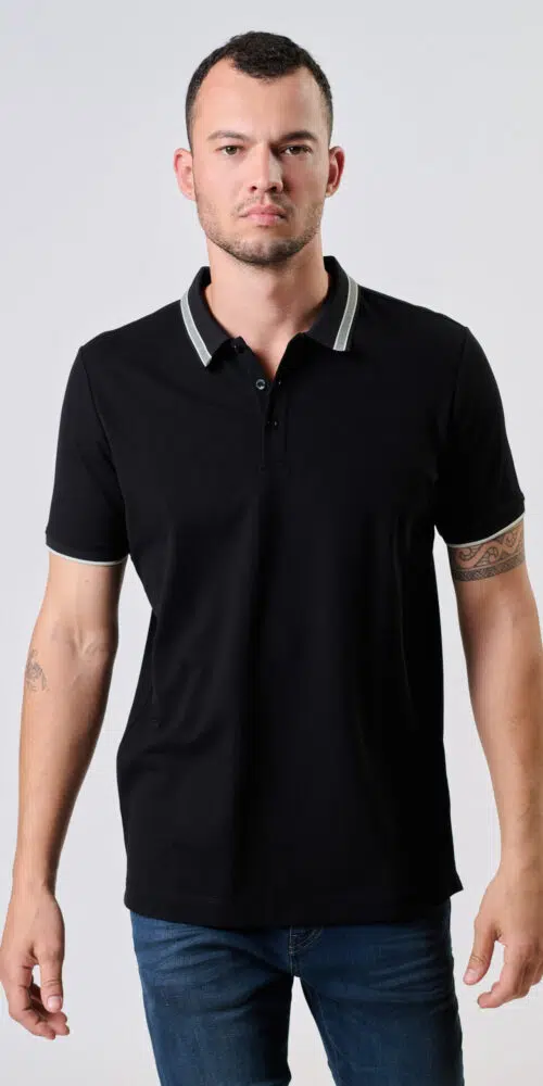 POLO PIQUE – BLACK, XXL